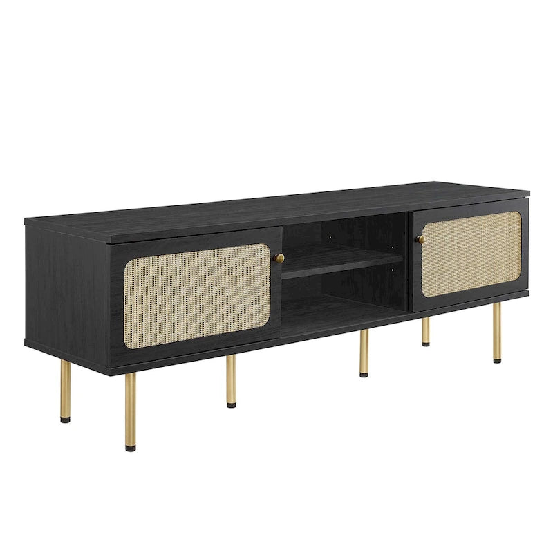 60" TV Stand with Rattan Doors