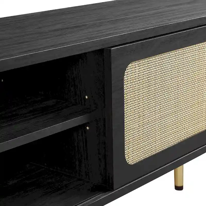 60" TV Stand with Rattan Doors