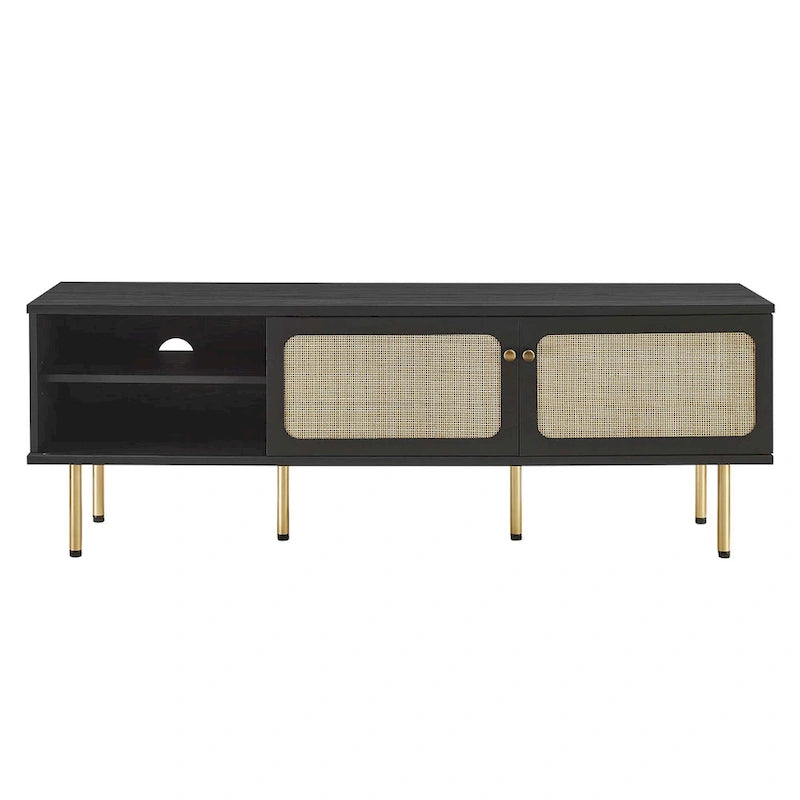 60" TV Stand with Rattan Doors