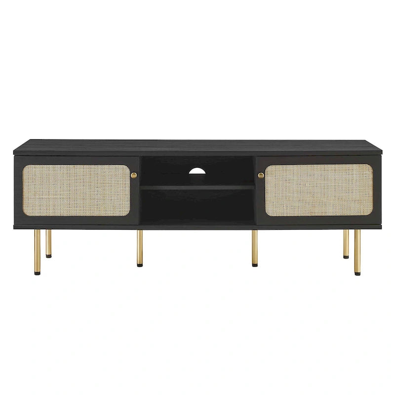 60" TV Stand with Rattan Doors