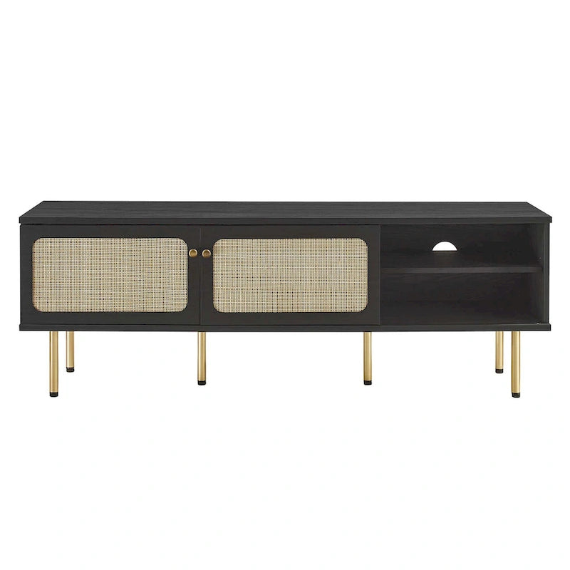 60" TV Stand with Rattan Doors