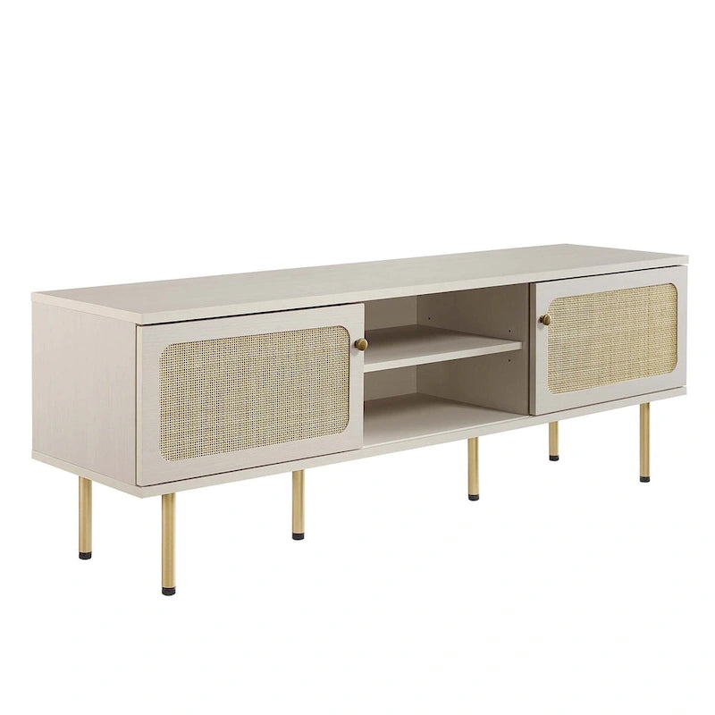 60" TV Stand with Rattan Doors