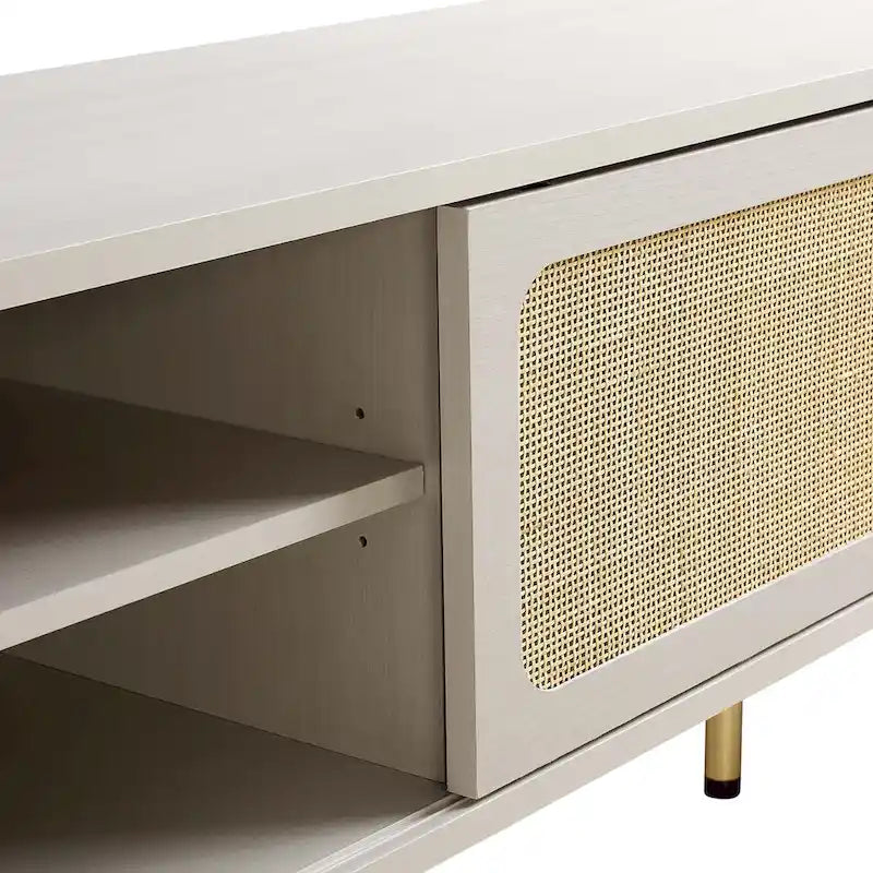 60" TV Stand with Rattan Doors