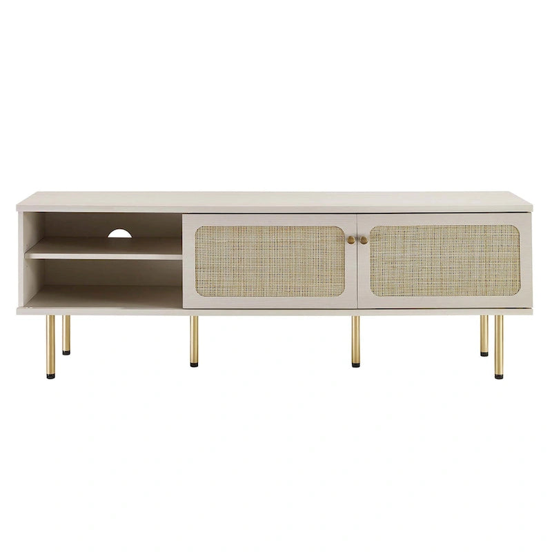 60" TV Stand with Rattan Doors