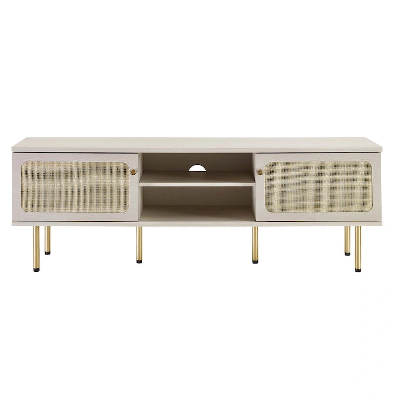 60" TV Stand with Rattan Doors