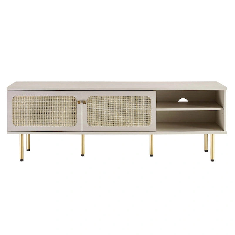 60" TV Stand with Rattan Doors
