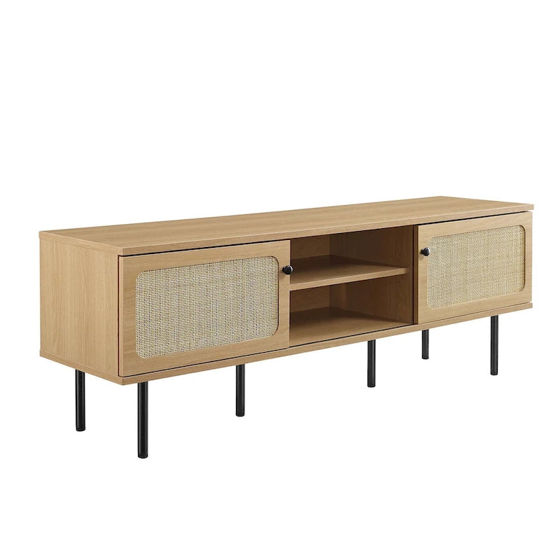 60" TV Stand with Rattan Doors