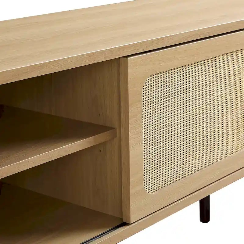 60" TV Stand with Rattan Doors