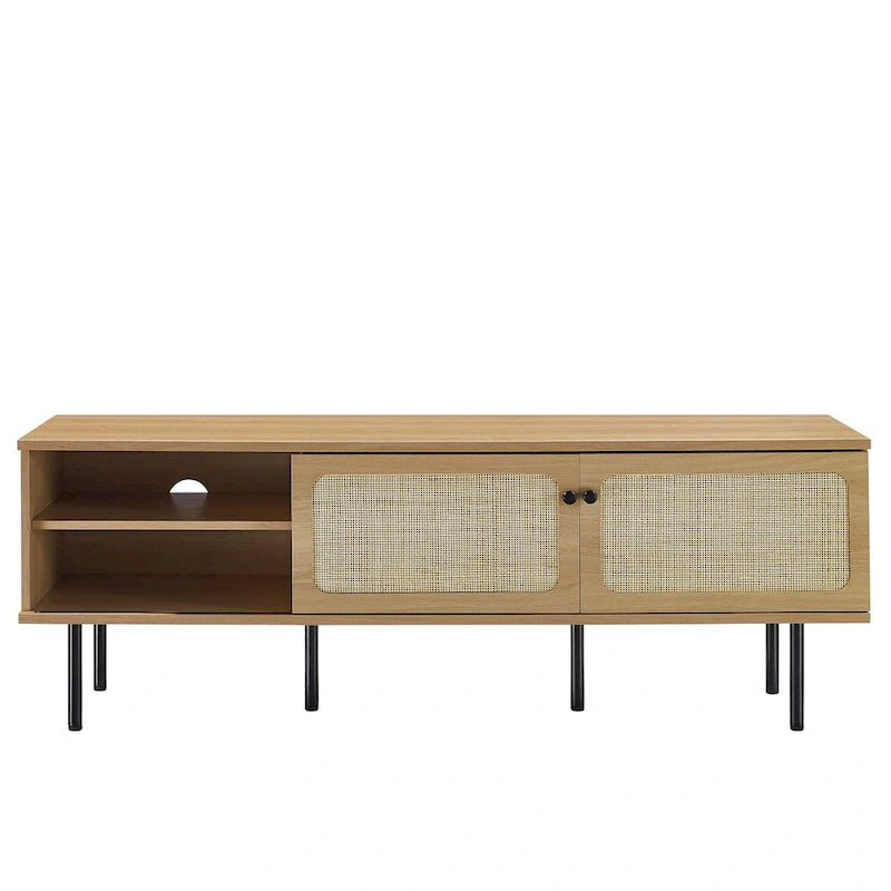 60" TV Stand with Rattan Doors