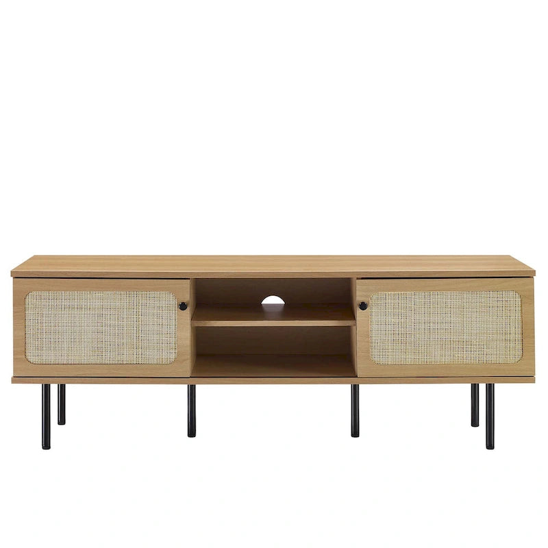 60" TV Stand with Rattan Doors