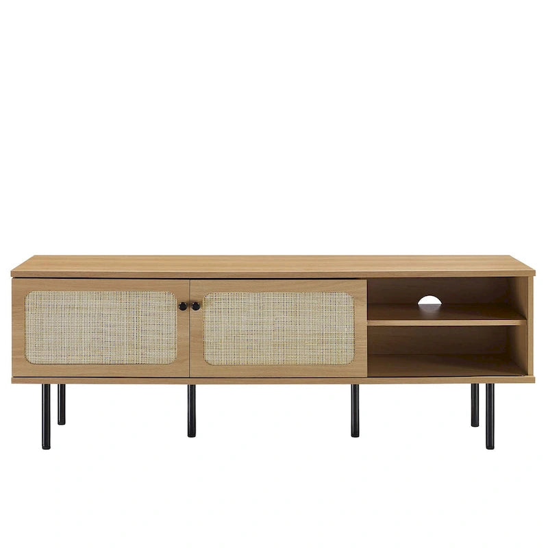 60" TV Stand with Rattan Doors
