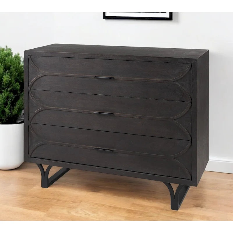 Contemporary Dark Oval Accent Cabinet