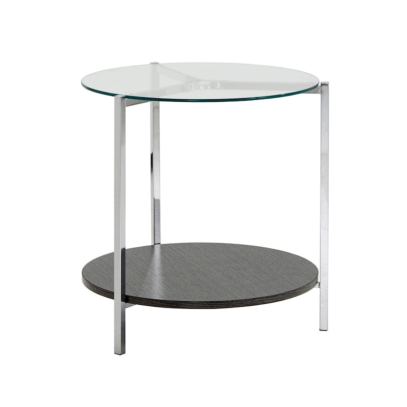 Chrome End Table with Glass Top