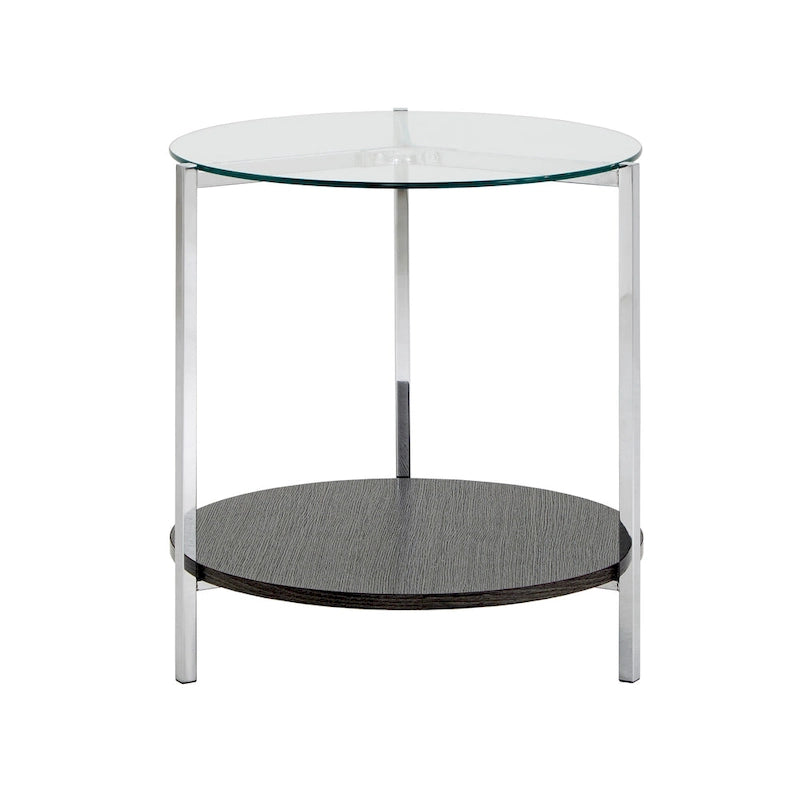 Chrome End Table with Glass Top
