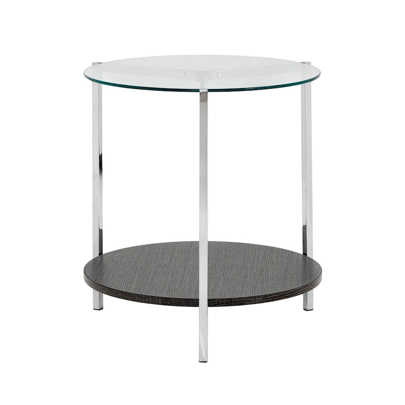 Chrome End Table with Glass Top