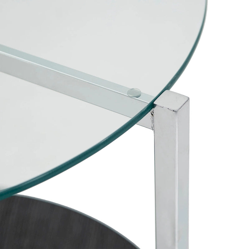 Chrome End Table with Glass Top