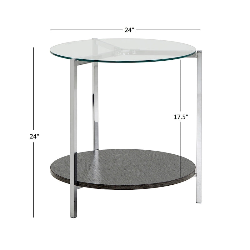 Chrome End Table with Glass Top