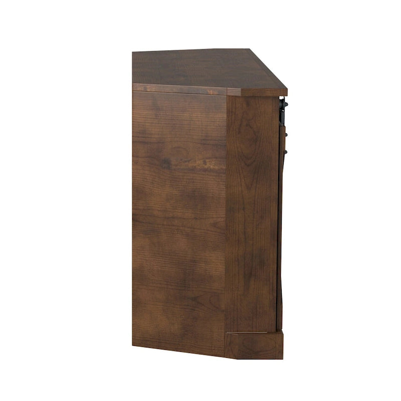 Farmhouse 66 inch Corner TV Stand for TVs up to 80 inches, No Assembly Required, Aged Whiskey Finish
