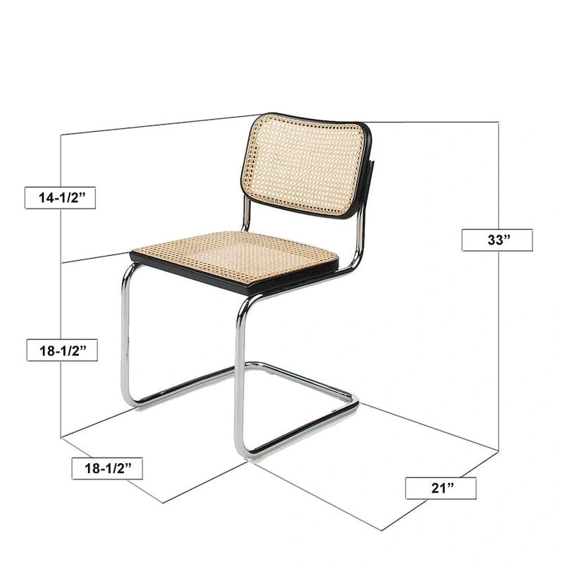 Cane Dining Chair in Chrome and Walnut