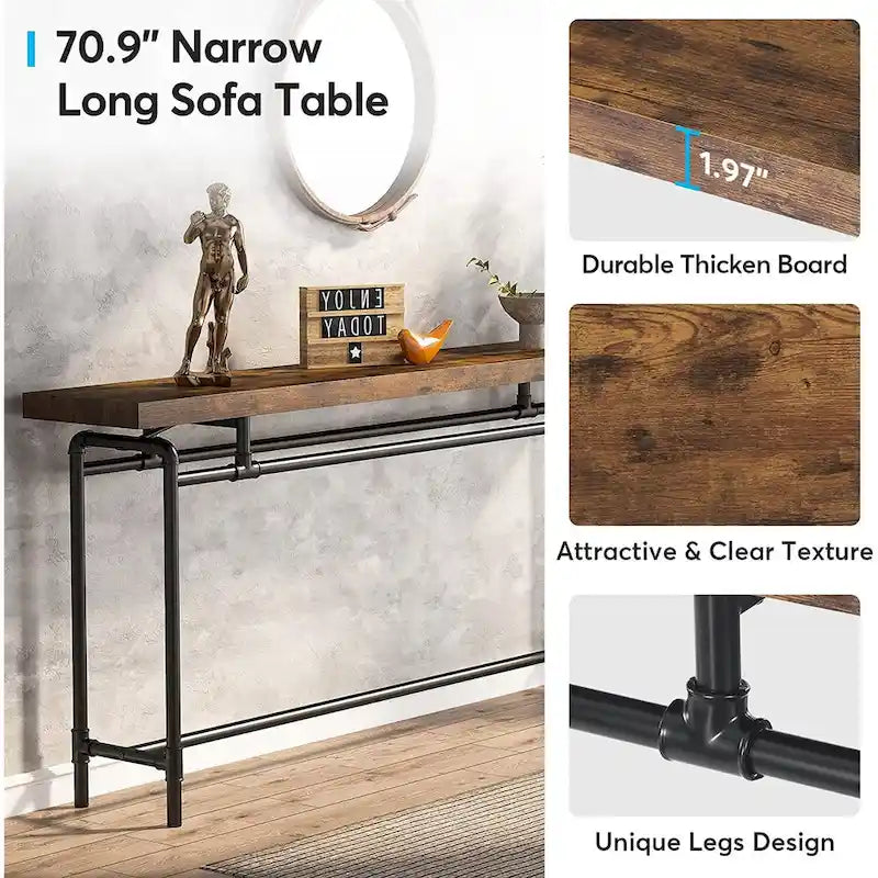 70.9" Narrow Console Table for Entryway, Living Room & Hallway
