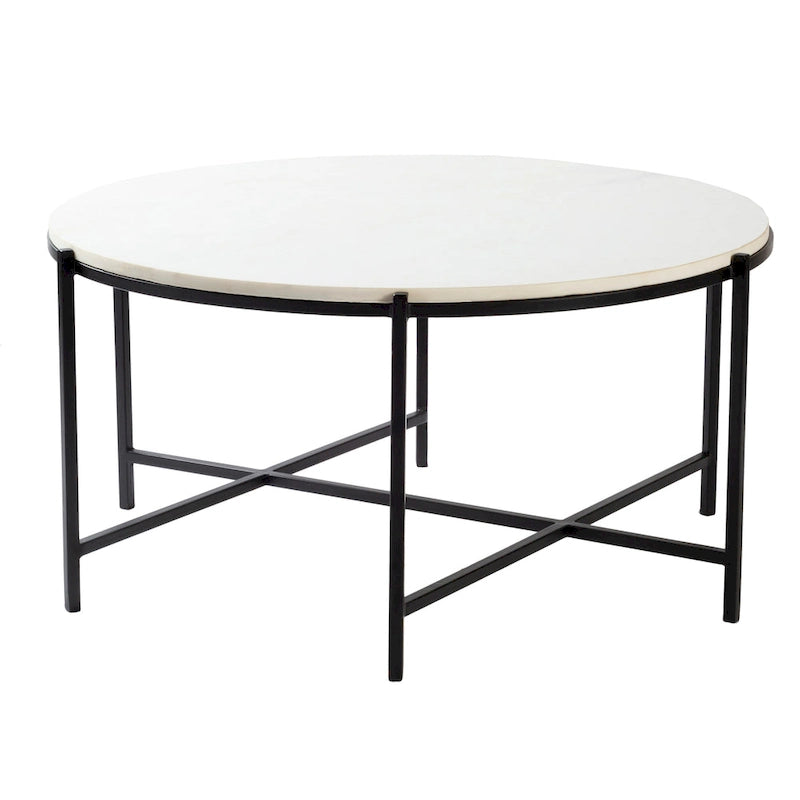 Marble and Matte Metal Modern Handcrafted Center Table