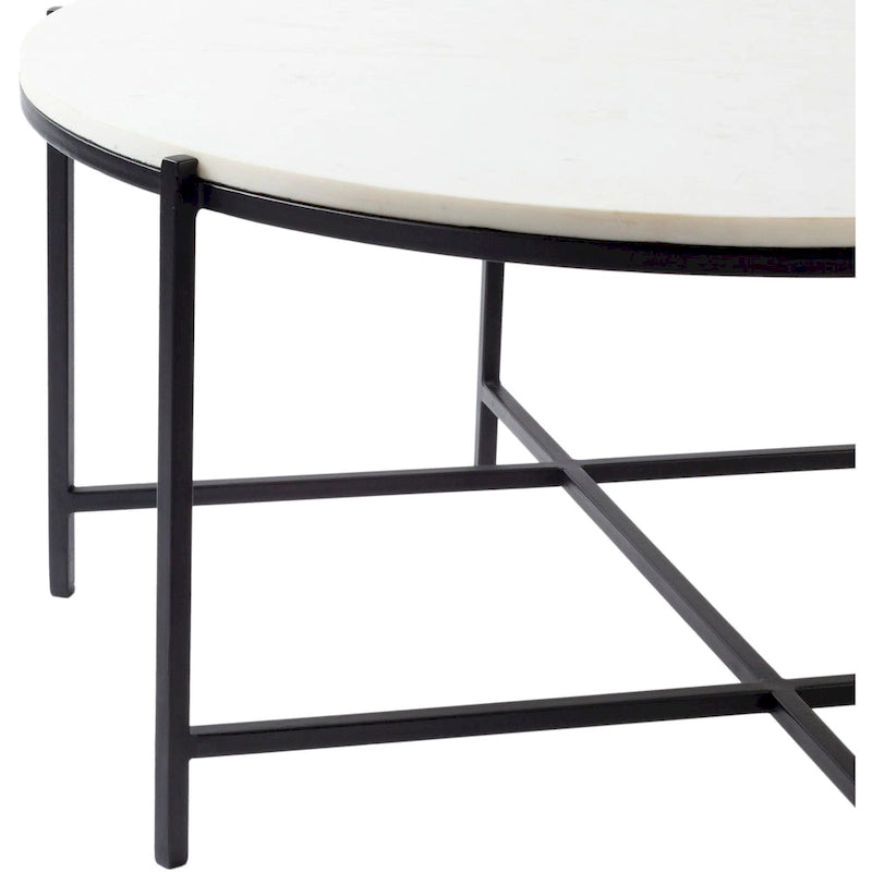 Marble and Matte Metal Modern Handcrafted Center Table