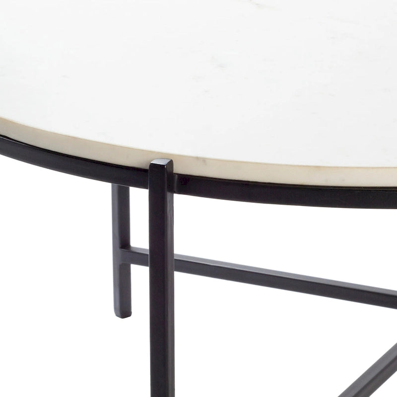 Marble and Matte Metal Modern Handcrafted Center Table