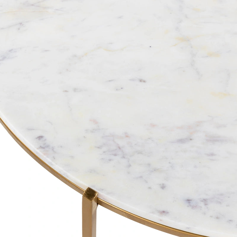 Marble and Matte Metal Modern Handcrafted Center Table