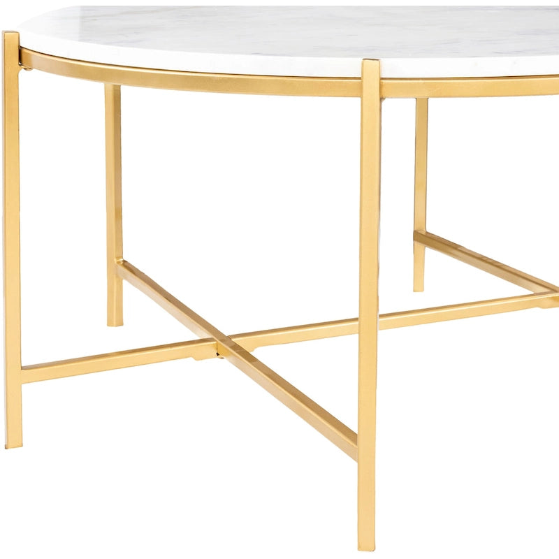 Marble and Matte Metal Modern Handcrafted Center Table