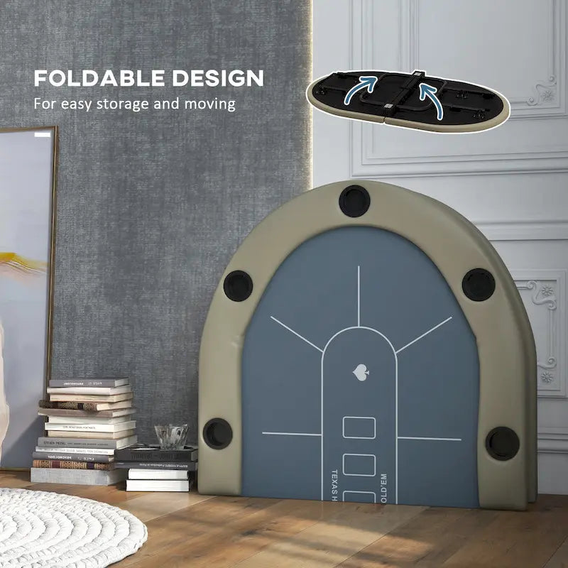 Foldable 70" Oval Poker Game Table for 10 Players
