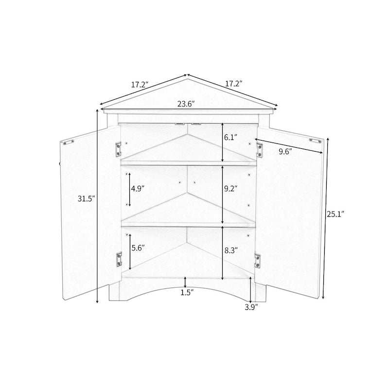 Triangle Bathroom Storage Cabinet with Adjustable Shelves