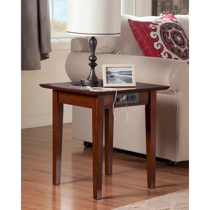 End Table with USB Charger in Walnut