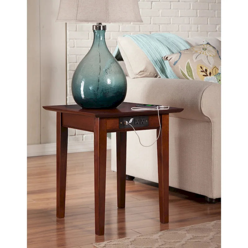 End Table with USB Charger in Walnut