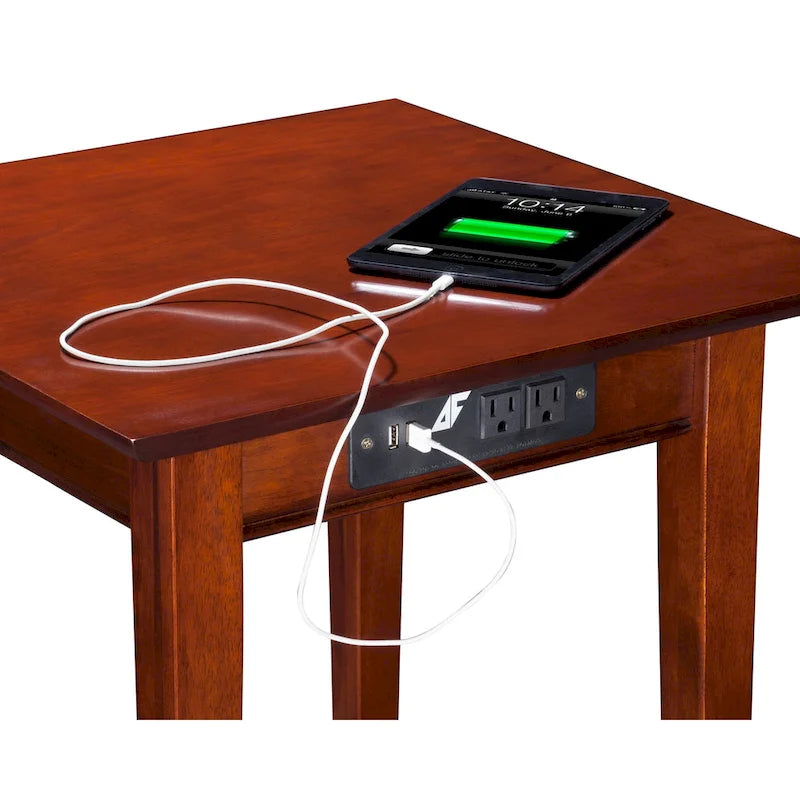 End Table with USB Charger in Walnut