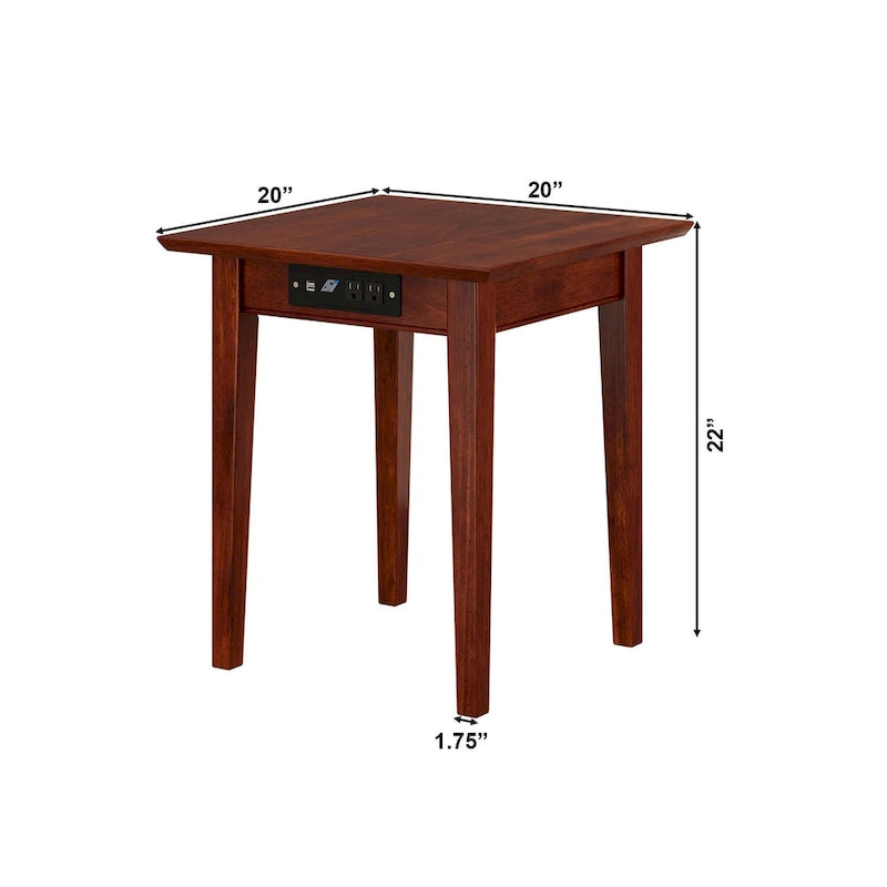 End Table with USB Charger in Walnut