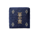 Navy/Mustard Traditional Damask Polyester Blend Pouf