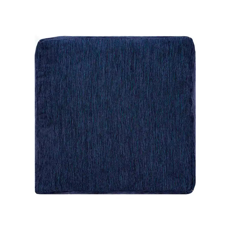 Navy/Mustard Traditional Damask Polyester Blend Pouf