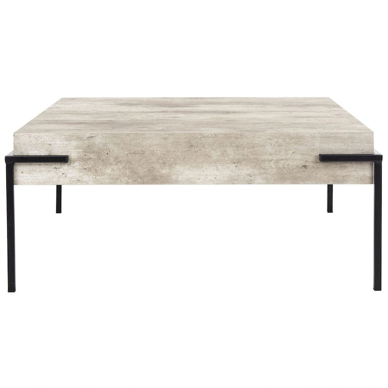 Square Coffee Table 32Wx32Dx14H - Light Grey & Black