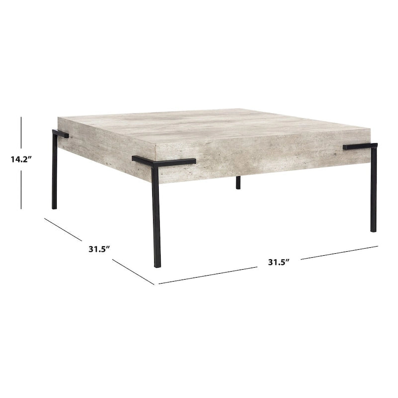 Square Coffee Table 32Wx32Dx14H - Light Grey & Black