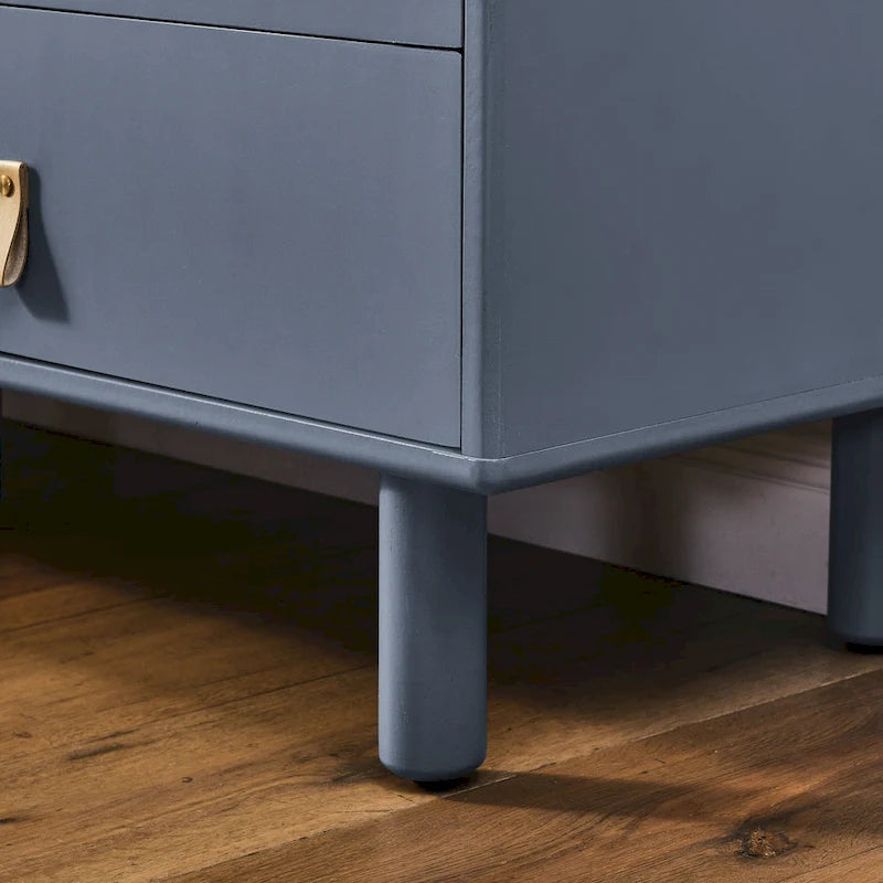 TV Cabinet with Door, Drawer & Wooden Storage — Leather Handle
