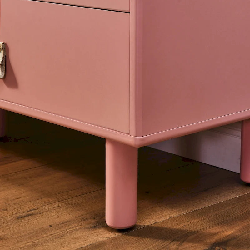TV Cabinet with Door, Drawer & Wooden Storage — Leather Handle