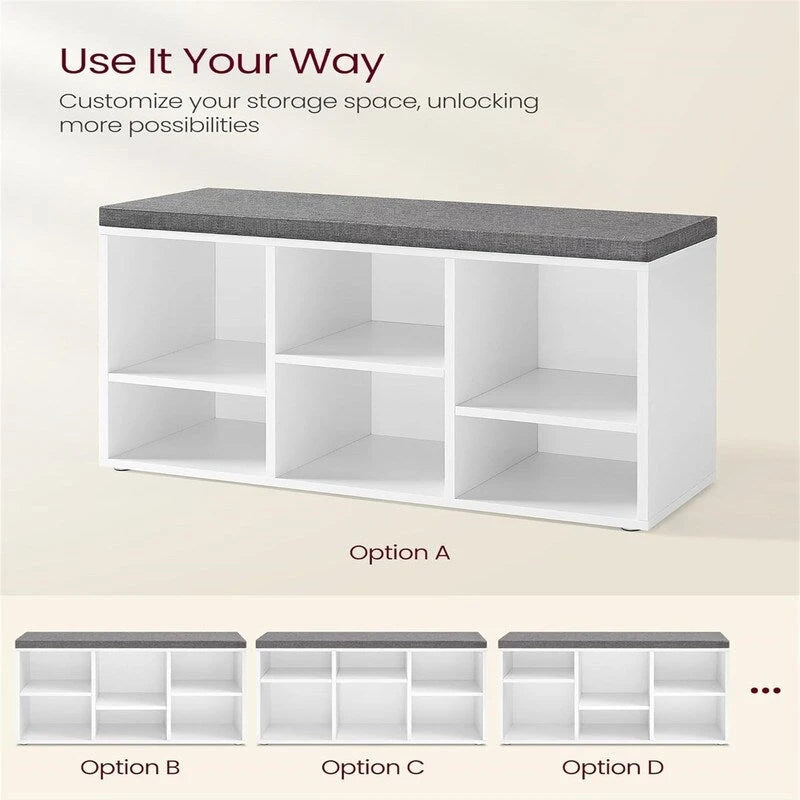 Shoe Storage Bench - 11.8"D x 34.2"W x 18.9"H
