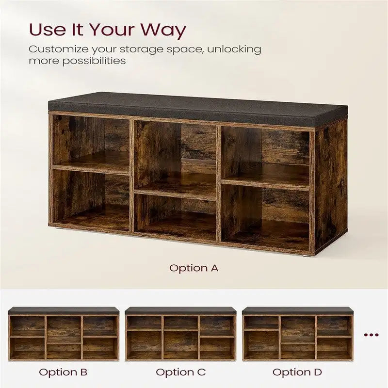 Shoe Storage Bench - 11.8"D x 34.2"W x 18.9"H