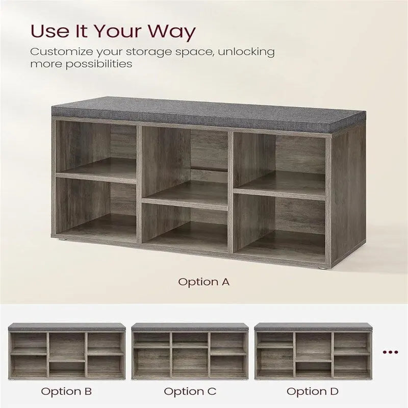 Shoe Storage Bench - 11.8"D x 34.2"W x 18.9"H
