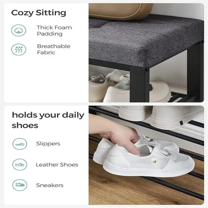 3-Tier Shoe Rack for Entryway - 12.2"D x 31.9"W x 19.3"H