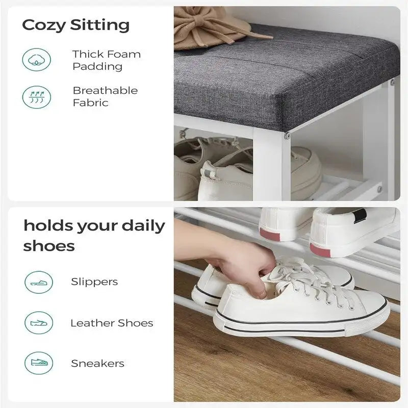 3-Tier Shoe Rack for Entryway - 12.2"D x 31.9"W x 19.3"H