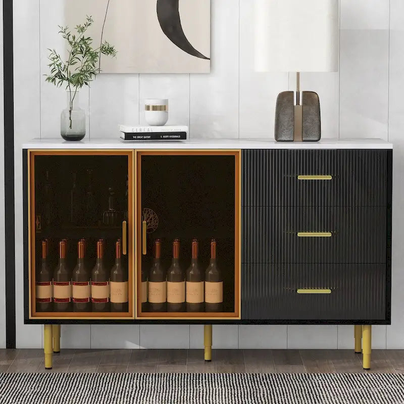 Bahut/Buffet moderne avec portes en verre et tiroirs