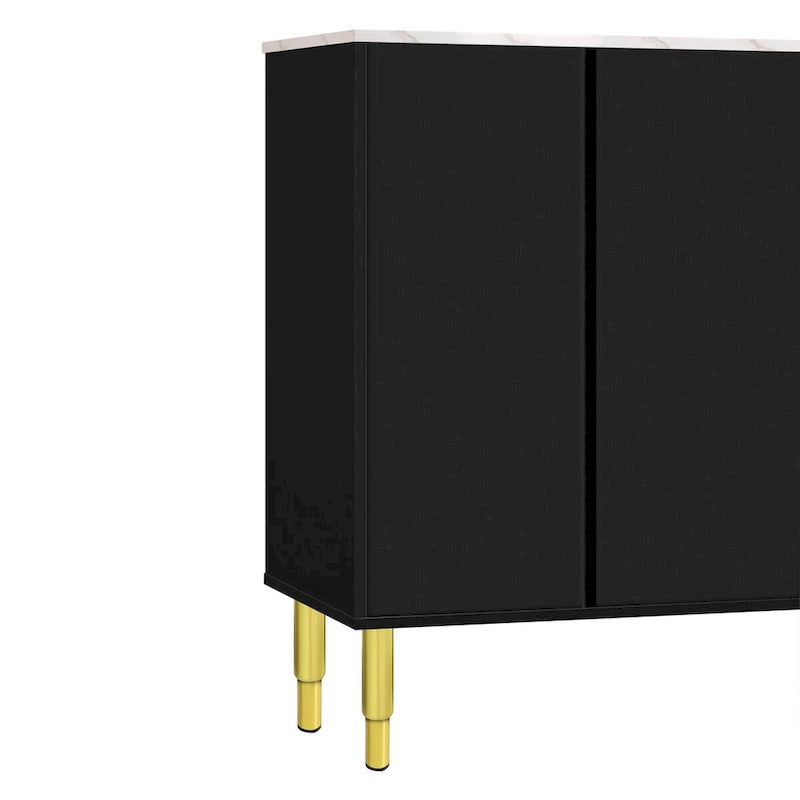 Modern Sideboard Buffet Cabinet with Glass Doors & Drawers