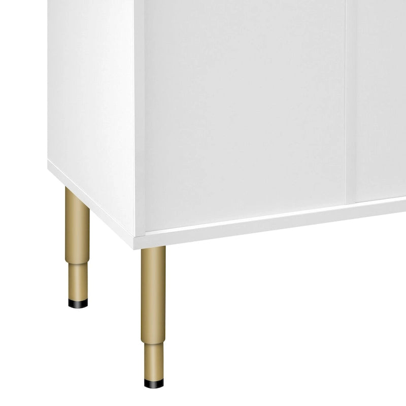 Modern Sideboard Buffet Cabinet with Glass Doors & Drawers