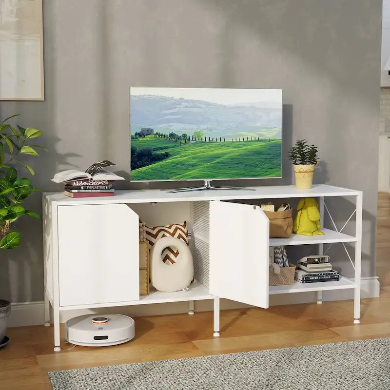 TV Stand Entertainment Center with Storage Cabinet - 55.1" W × 15.7" D × 24" H